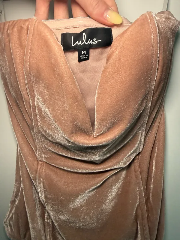 Lulus Velvet Bodysuit Blush Luxurious Life Pink Strapless - Image 3