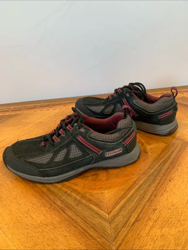 Rockport XCS Walkability Women’s Size 7 Black Suede and Burgundy Trail Shoes - Image 2