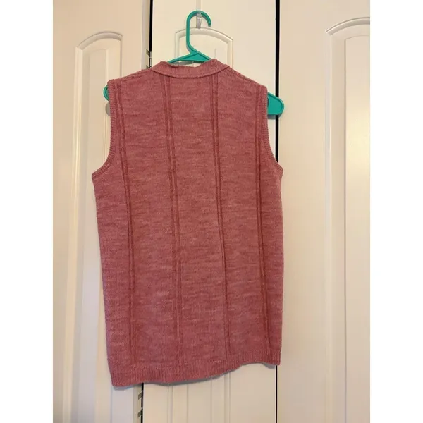Vintage Azure Vest Womens Button Up Sleeveless Knit Top Pink‎ Casual Grandma - Image 8