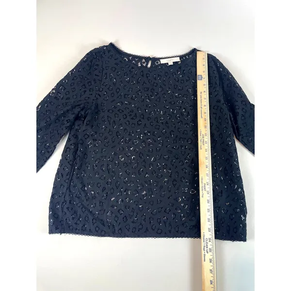 LOFT Black Lace Sheer Long‑Sleeve Top Size L - Image 5