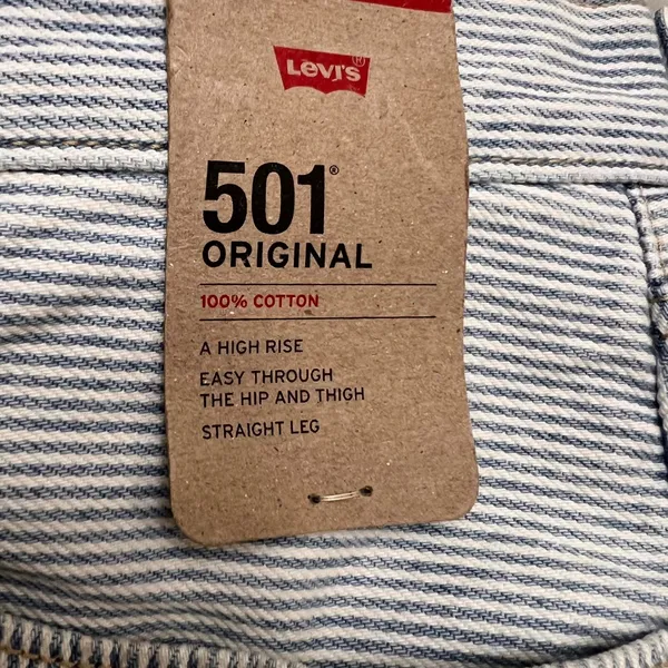 Levi's 501 Original Fit Women Size 31X30 Striped Denim Button Fly Straight Leg - Image 12