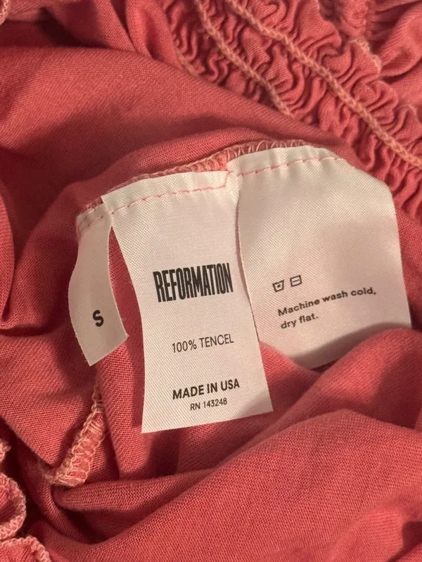 Reformation Pink Smocked Edge Short Sleeve Top - Image 5