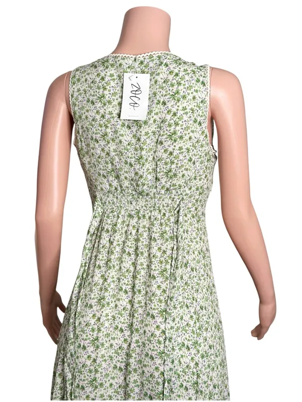 ZOCO. Honey Floral Maxi Dress, Ditsy Green, Small - Image 8