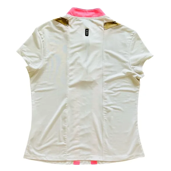 Jamie‎ Sadock Golf Tennis Top 1/4 Quarter Zip Polo Medium White Pink Activewear - Image 3