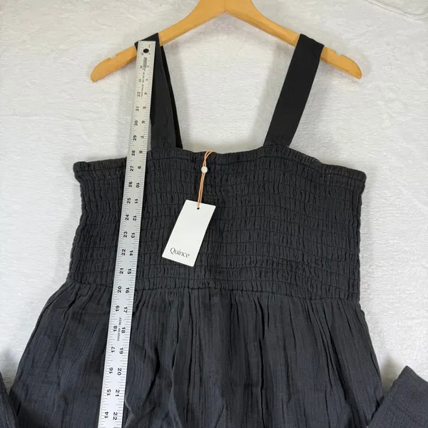 Quince Organic Cotton Gauze‎ Smocked Wide Leg Jumpsuit Square Neck Sleeveless XL - Image 5