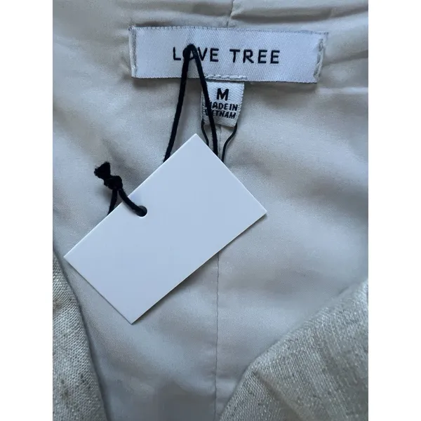Love Tree Women's Beige Sleeveless Button-Front Belted Midi Shirt Dress M boho - Image 7