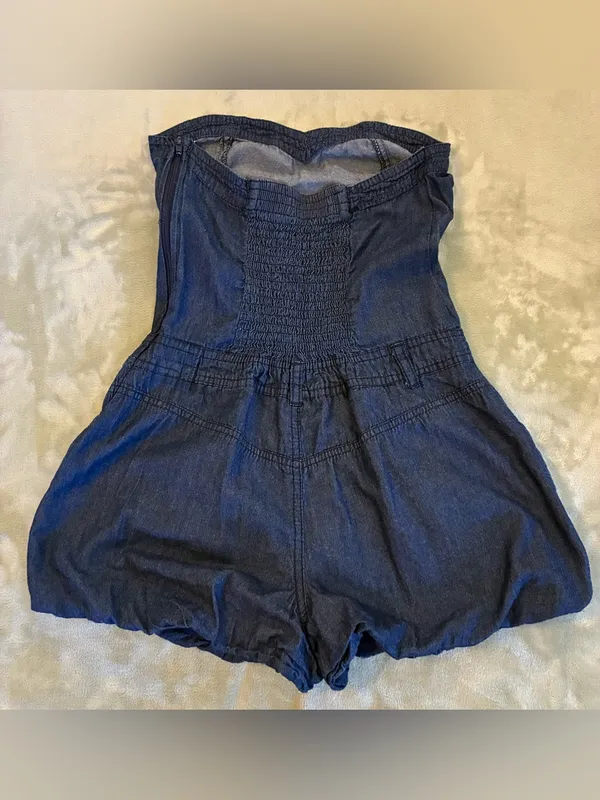 Highway Jeans Women’s Brand Strapless Denim Romper Shorts in Deep Blue Size Small - Image 5