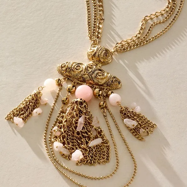 NWT Free People Catriona Layer Necklace in Rose Quartz - Image 5