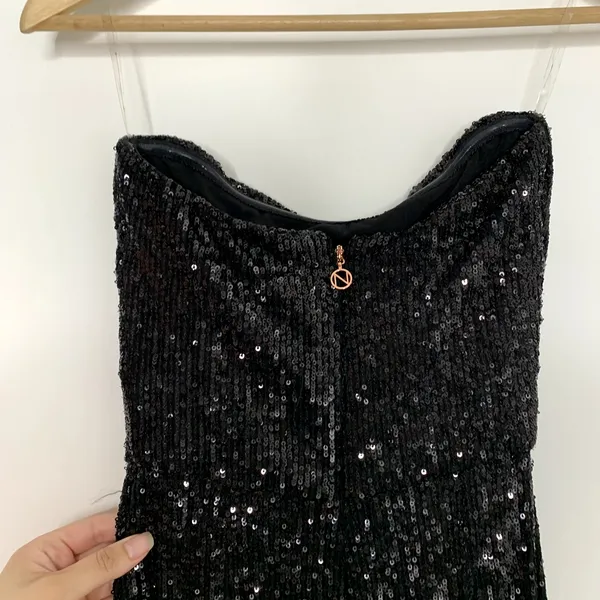 Nookie Black Sequin Flare Leg Jumpsuit One Piece Womens Size Small - Image 10