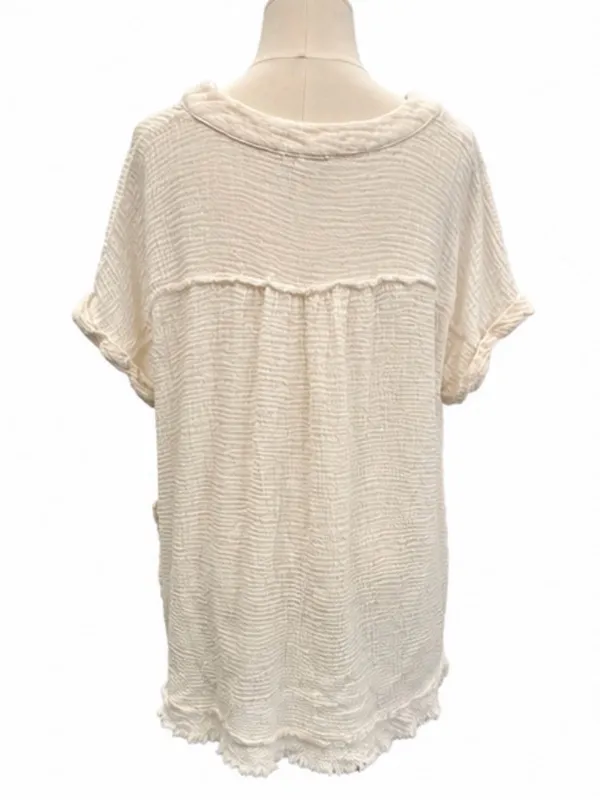 Entro Ivory Gauze Pocket Tunic Top Pockets – Size Medium - Image 3