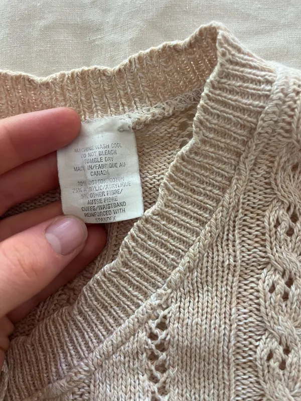 Vintage Cardigan Sweater Tan - Image 3