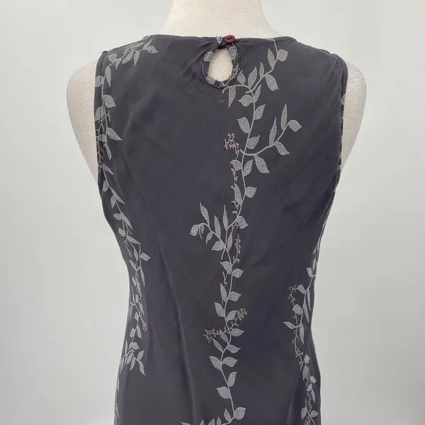 Vintage Y2k Maxi Slip Dress Sleeveless Keyhole Back Floral Vine Pattern Gray M - Image 6