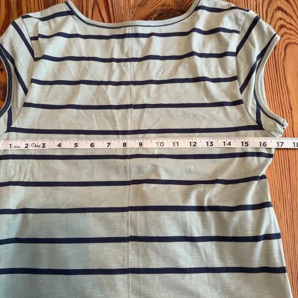Toad & Co‎ Samba Muse Dress Green W/Navy Stripe Organic Cotton Travel Midi Med - Image 4