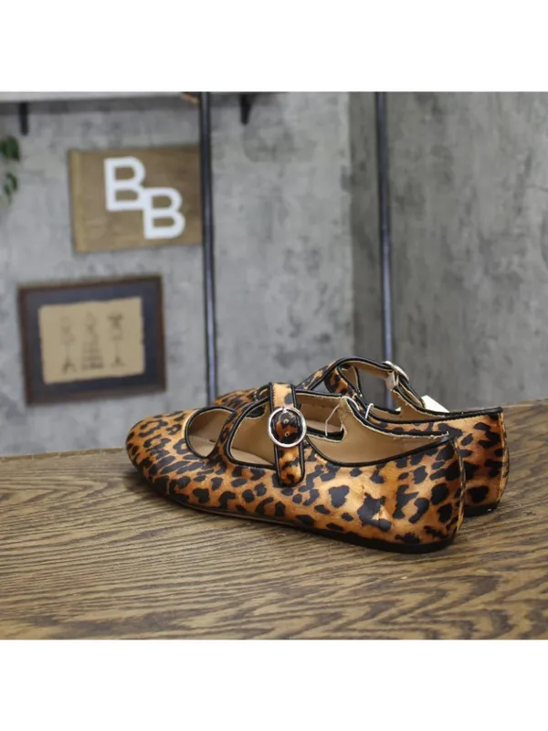 A New Day Crisscross Strap Round-Toe Velvet Flats Leopard Brown Multi 9M - Image 2