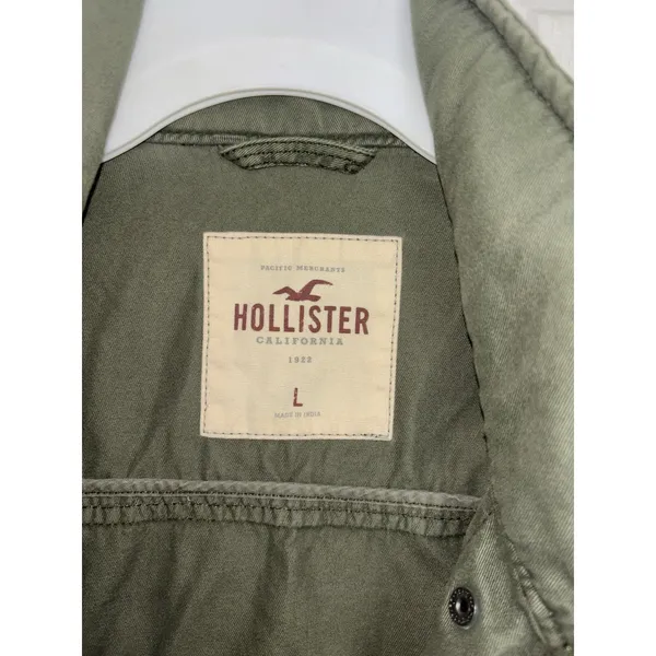 Y2K Hollister Green Military Utility Jacket L Indie Sleaze Arm Patch - Image 4