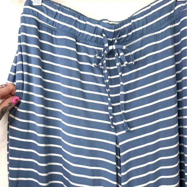 NEW State Of Day Intimates Blue Fluid-Knit Striped Lounge Pajama 3-Piece Set XS - Image 13