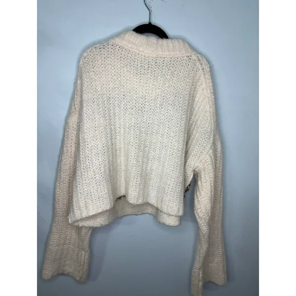 Free People Alpine Crop Mock Neck Wool Alpaca Blend Sweater Size Large Soft - Image 3