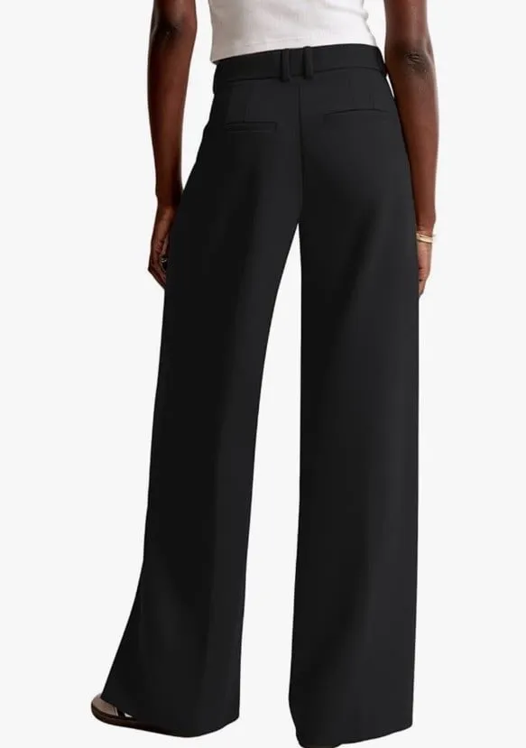 NiMin Women’s Black Pleated Wide Leg Pants High Waist Trousers Size X Small - Image 3