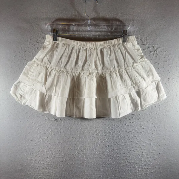 John Galt 1606 | NWT PacSun Tiered Ruffle Cotton Mini Skirt White Womens XS/S OS‎ - Image 2