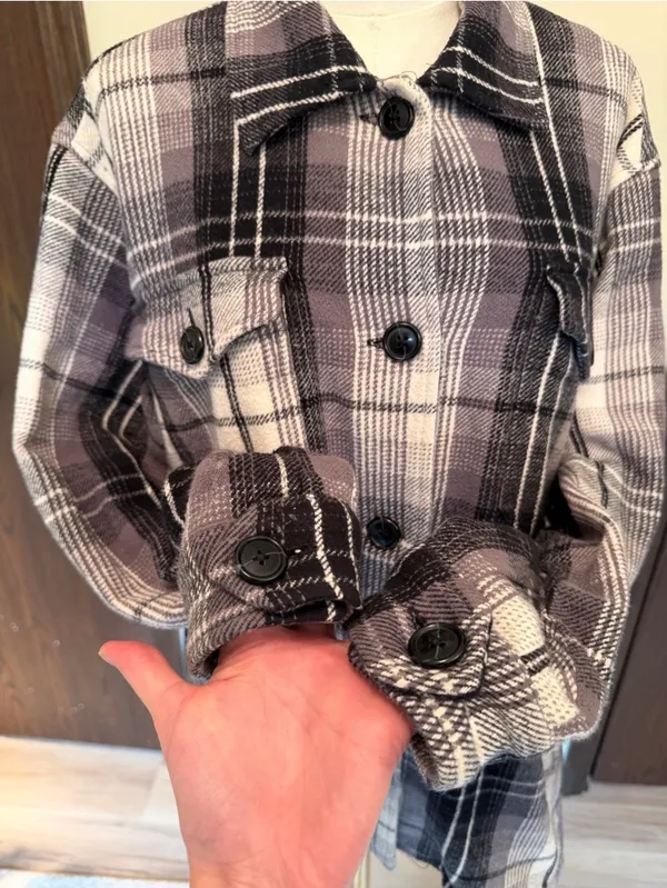 Lucky Brand black and gray long line shacket - Image 3