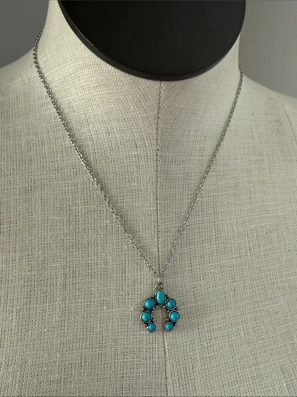 Plunder Silver tone Necklace with Turquoise Cluster Pendant New - Image 7