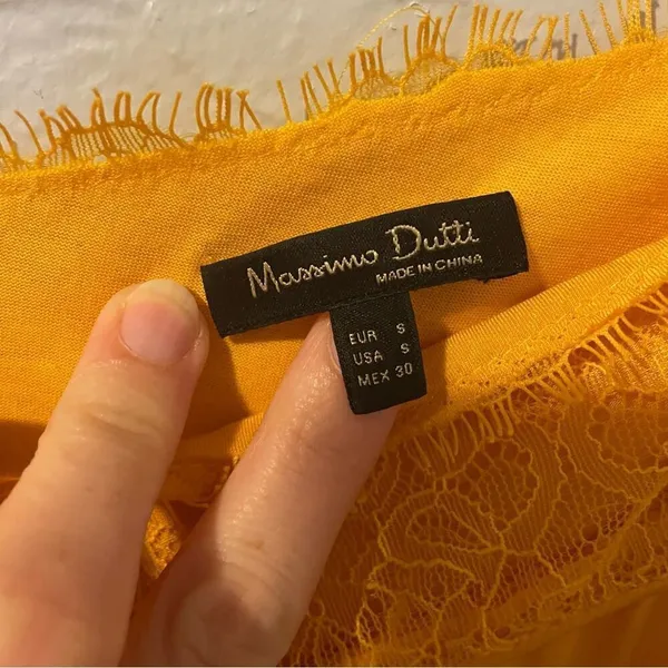 Massimo Dutti Sunlit Mustard Yellow Lace Camisole Cami Tank Top sz Small‎ - Image 3