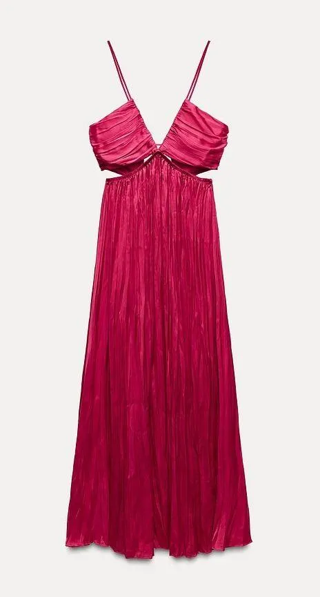 Zara dress maxi boho pleated satin flowy summer vacation wedding evening - Image 10