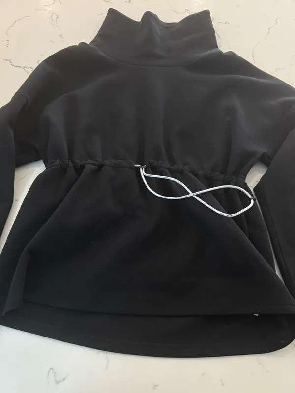 Varley Black Funnel Neck Drawstring-Waist Pullover - Image 2