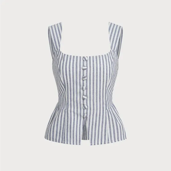 Rihoas Blue Striped Square Neck Tank Top - Image 5