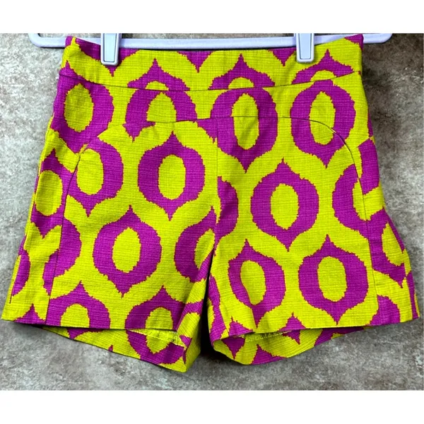 Anthropologie 'Cartonnier' Tailored Remy Shorts Hot Pink Yellow Green sz 4 - Image 12