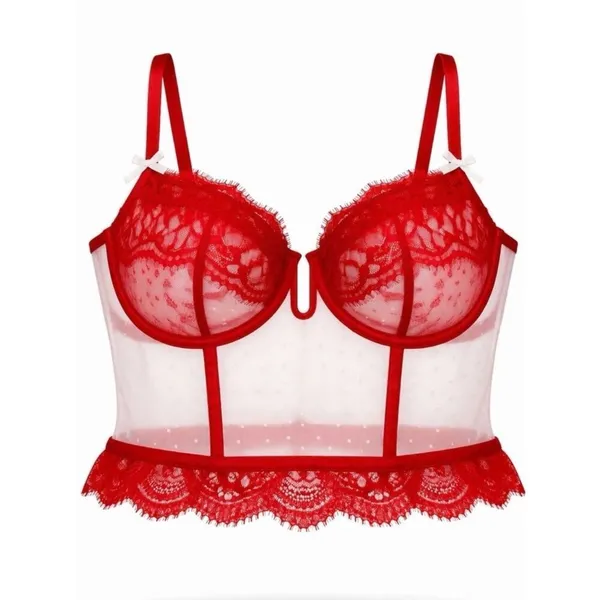 NWT Auden Red Lace Corset Bra Top - Image 3