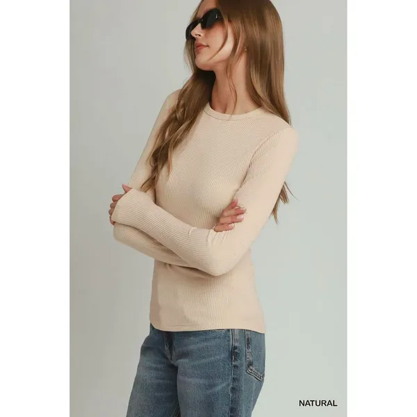 Umgee Brushed Rib Long Sleeve Top - Large‎ - Image 2