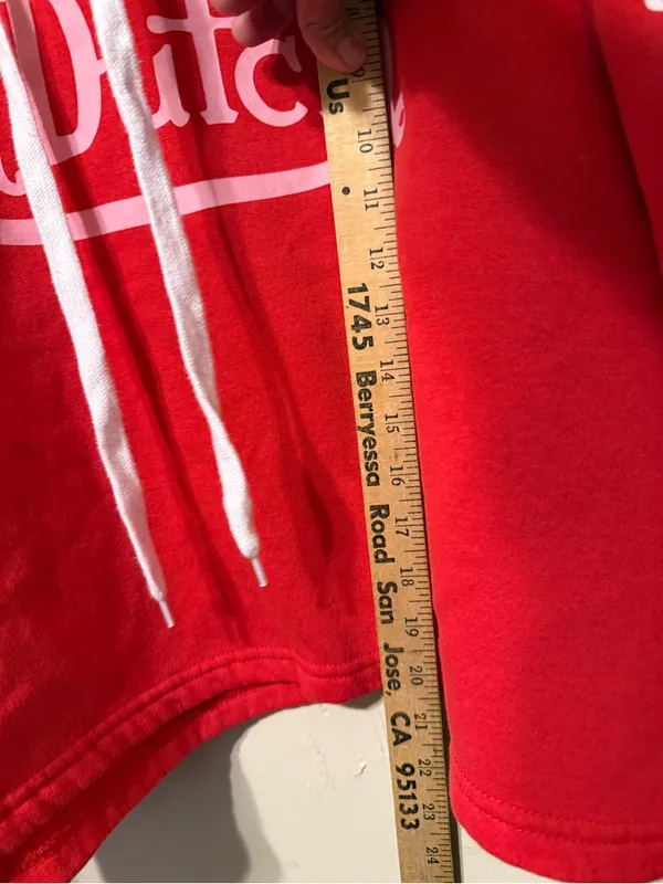 Von Dutch Red Hoodie Sweater with White Logo and Drawstrings M - Image 5