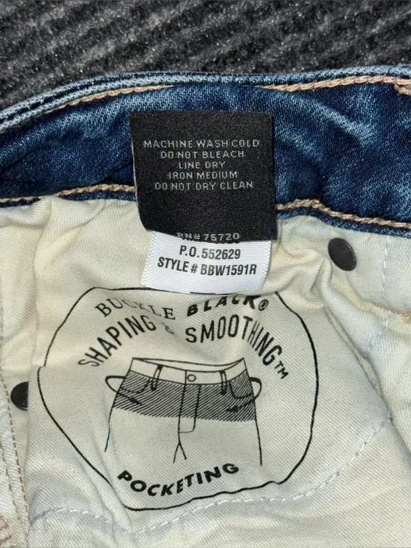 Buckle Black Fit 53 Wide Leg Stretch Jean 25x32 Mid Rise Distressed BBW1591R EUC - Image 10