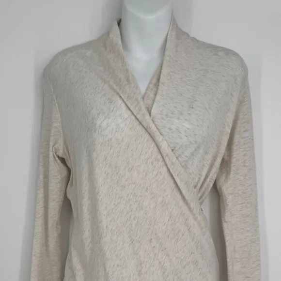 Lululemon Radiant Long Sleeve‎ Wrap Top Size 2 Heathered Beige Thumbholes Active - Image 3