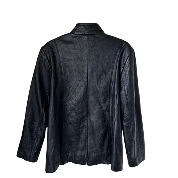 Comstock RC Expedition Woman Large Black Leather Zip Up Jacket Whimsigoth 90’s - Image 2