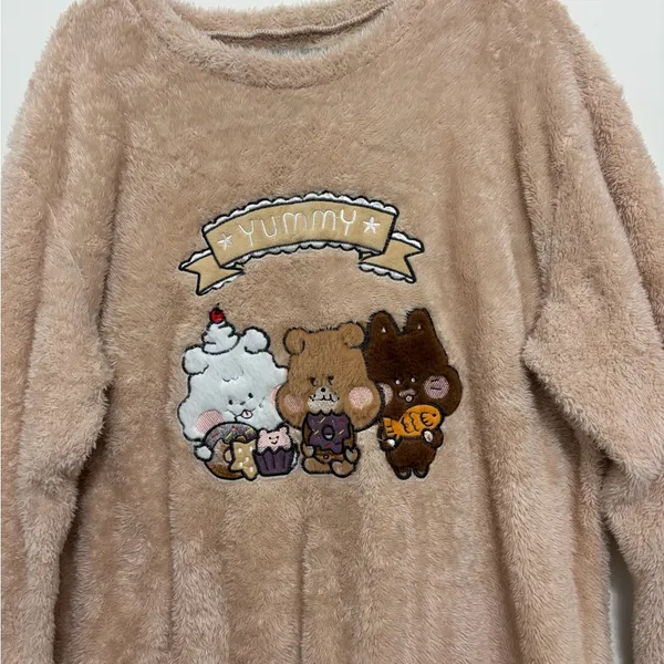 Cute Kawaii Bear Plush Fleece Sweater women’s One Size Cozy Soft Beige(A477)✨ - Image 5