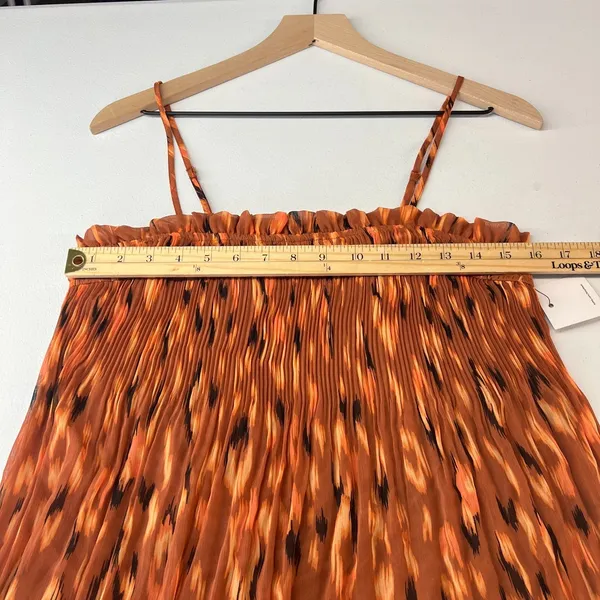 Nine West Camisole Top‎ Womens S Orange Abstract Pleated Smocked Spaghetti Strap - Image 12