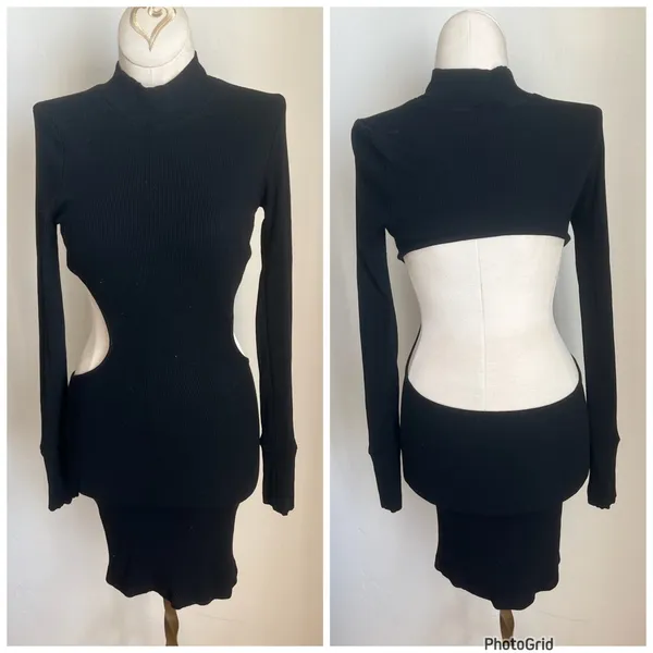 Whitefox Break The Rules Black Mini Dress Ling Sleeve Small - Image 3