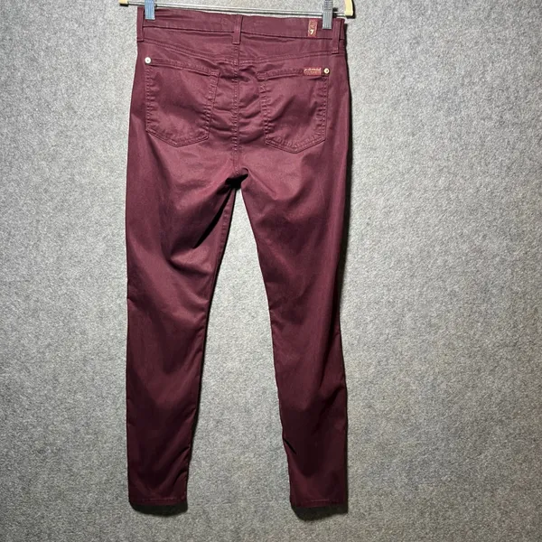 7 For‎ All Mankind b(air)Skinny Jeans Burgundy Wine Red Pants 27 Blair - Image 8