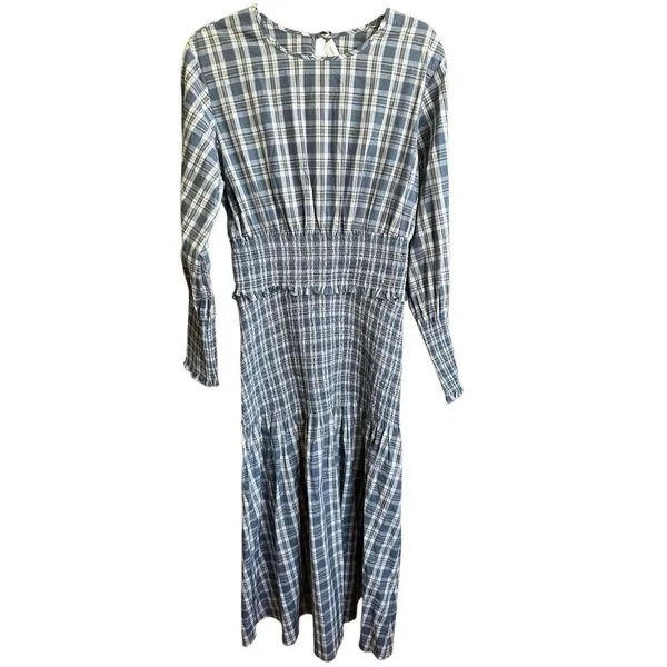Something Navy Blanche Smocked Midi Dress Plaid Size XL SWED000212 Maternity‎ - Image 5