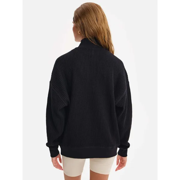 MATE Waffle collared 1/2‎ zip Pullover Size M Black Organic Waffle Sweatshirt - Image 4
