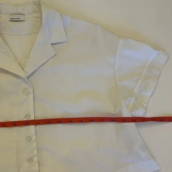 Mabel Frost Tanvi Top Button Up Shirt S Cropped Boxy Oversized Minimalist Spain - Image 11