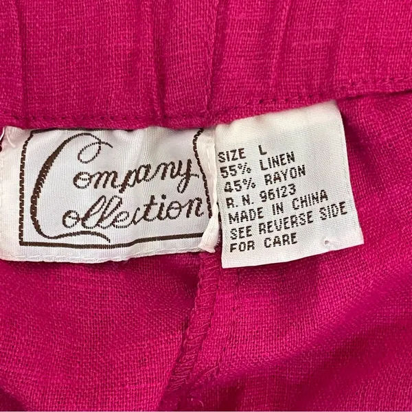 Company Collection Fuchsia Pink Linen Blend Shorts Elastic Waist‎ Drawstring LG - Image 3