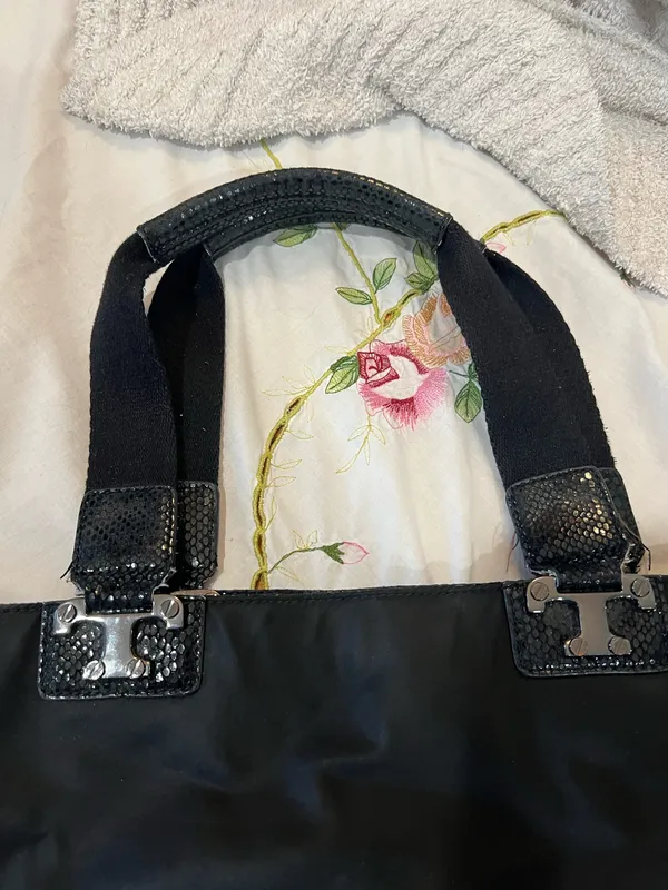 Tory Burch Black Canvas Tote Bag - Image 3