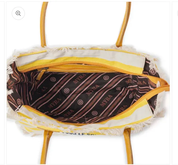 Myra Bags Saint Tropez Tote Bag-Yellow/Stripe - Image 4