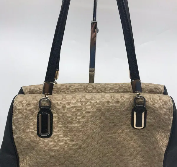 COACH Customized Tan Black Fabric Shoulder Bag - Image 5