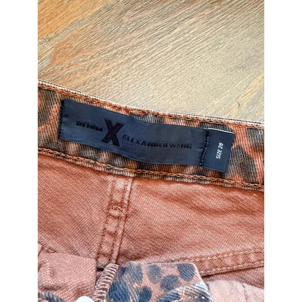 Denim x Alexander Wang Bite Leopard Print Denim Shorts Women Brown Size 28 - Image 4
