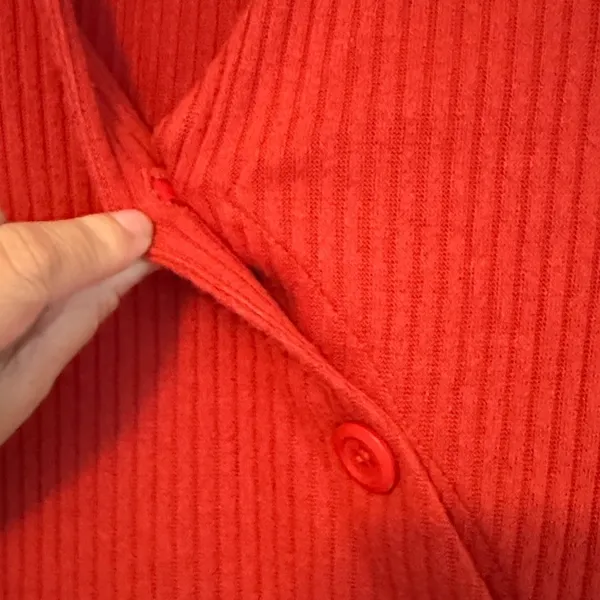Altar'd State Red Ribbed Asymmetrical‎ Button Front Cardigan Top Size M AN10912 - Image 4