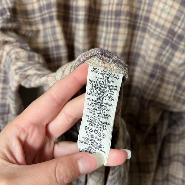Free People North Bound Pullover Beige Plaid Women's Small - Image 5